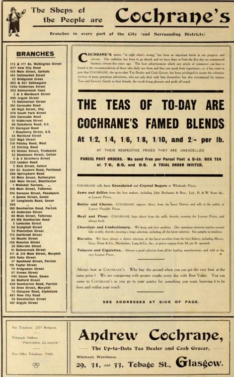 cochranes advert 1909